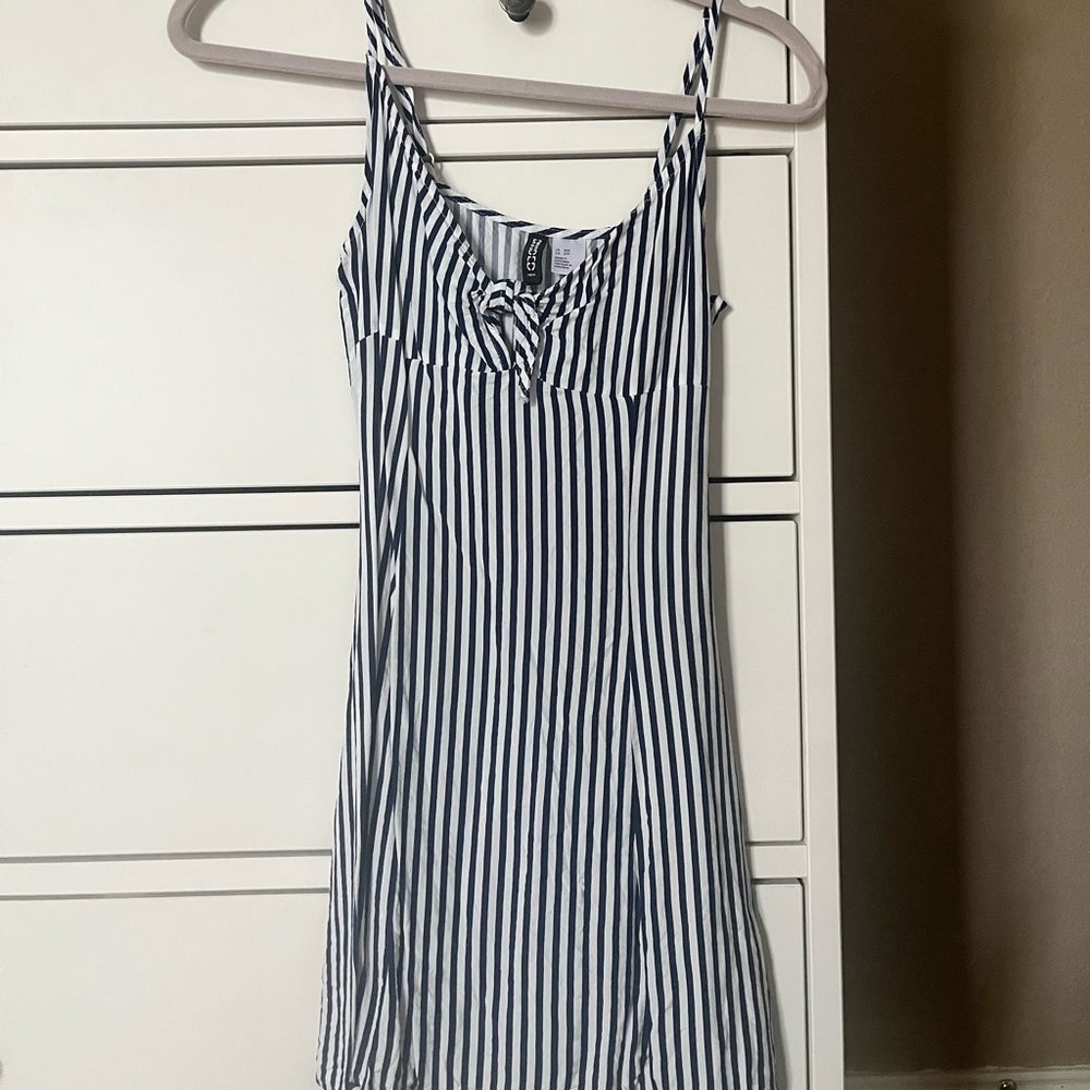Divided Navy and White Striped Top